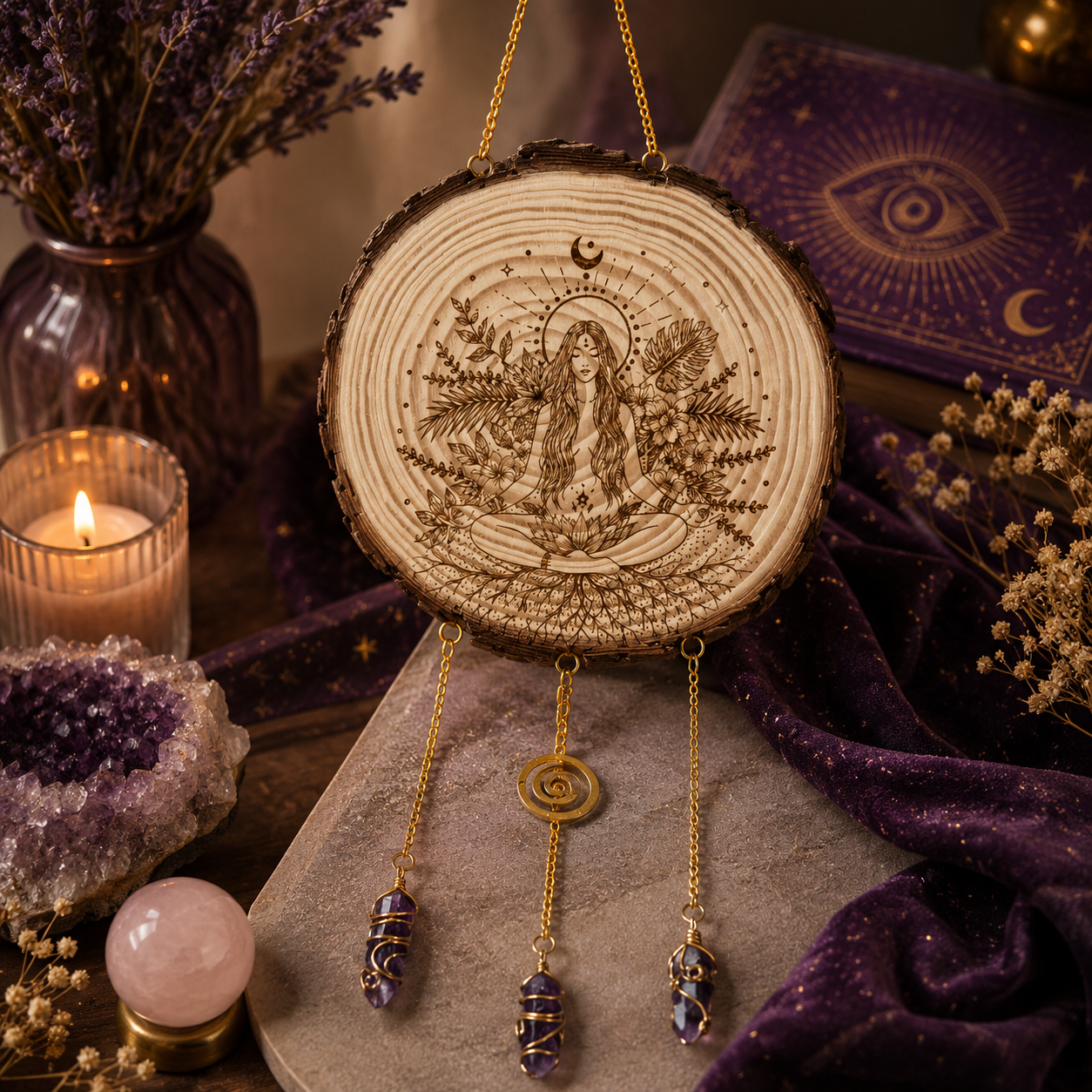 Raíz Sagrada | Armonizador Artesanal de Roble con Amatista