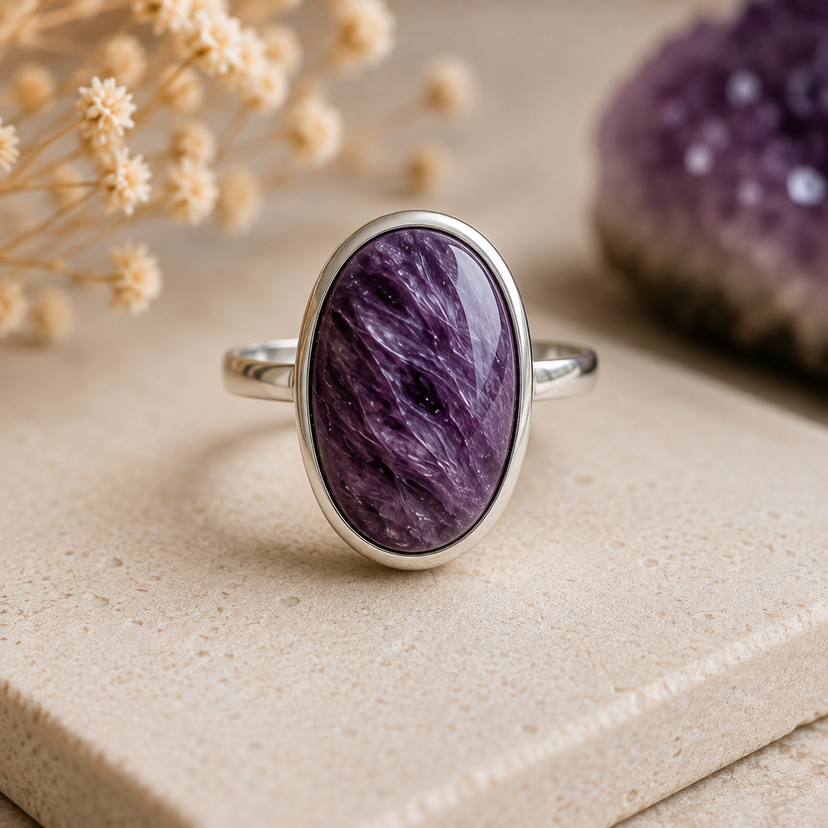 Anillo de Charoíta en Plata 💜