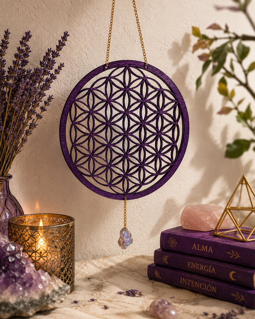 Armonizador Flor de la Vida | Cuarzo Aura Amatista 💜