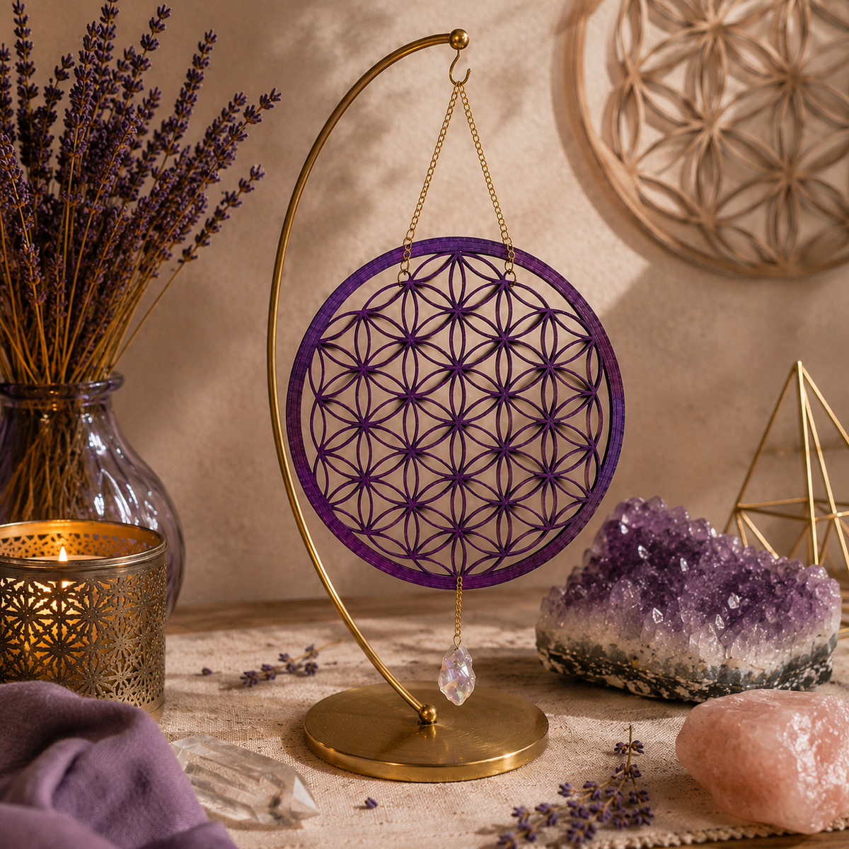 Armonizador Flor de la Vida | Cuarzo Aura Amatista 💜