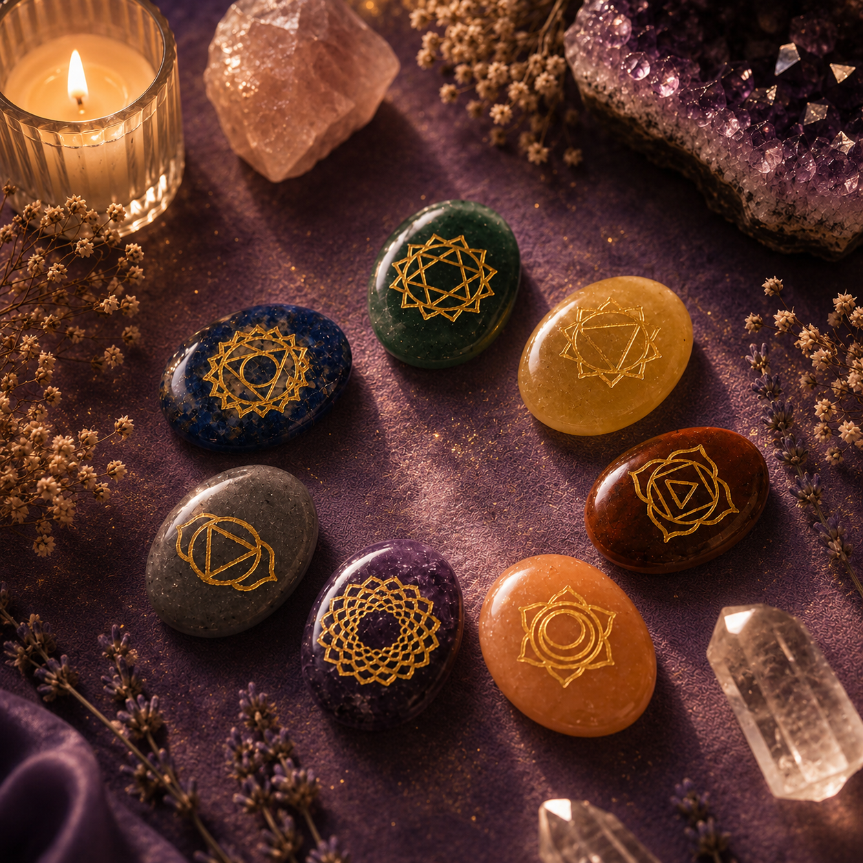 Piedras de los 7 Chakras Grabadas