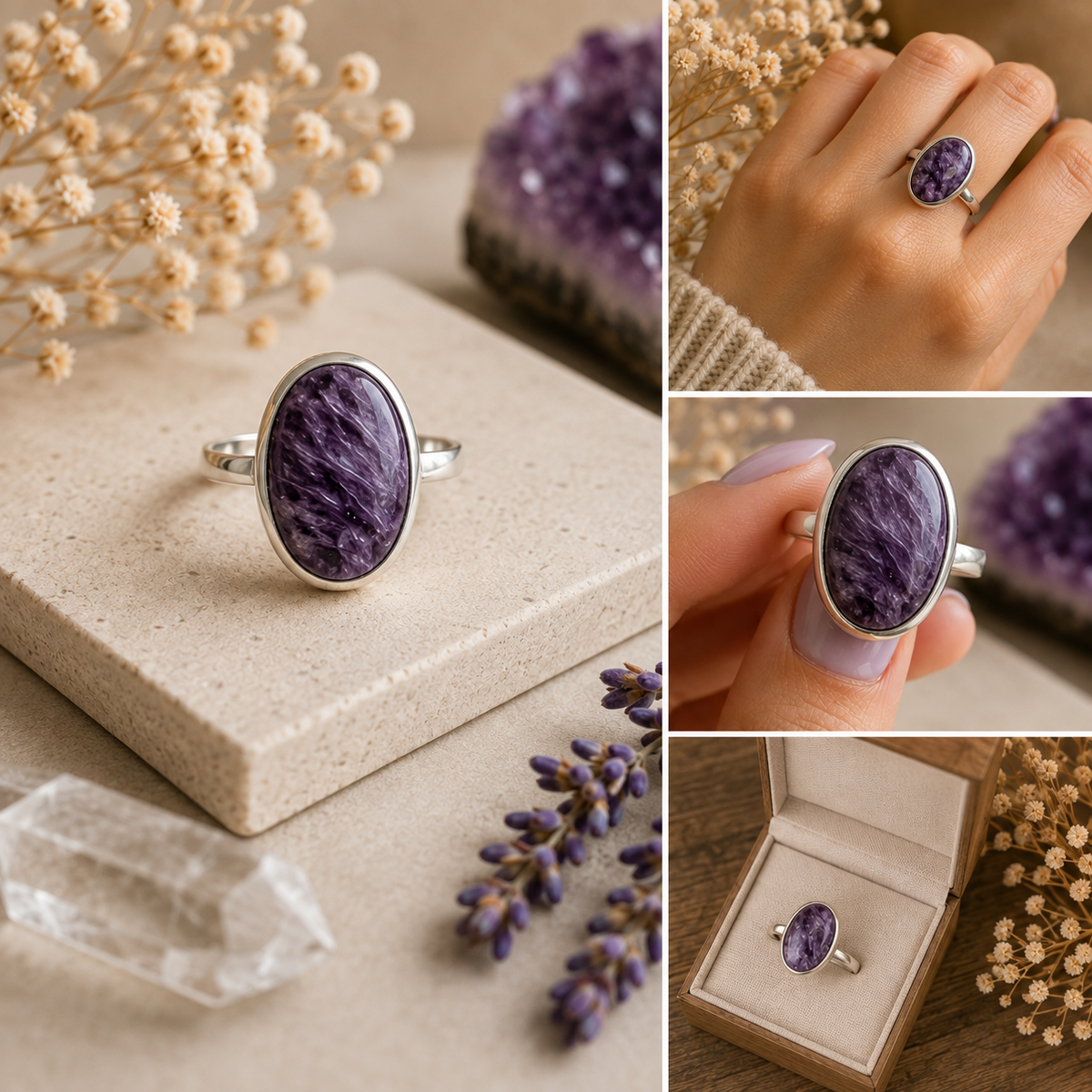 Anillo de Charoíta en Plata 💜