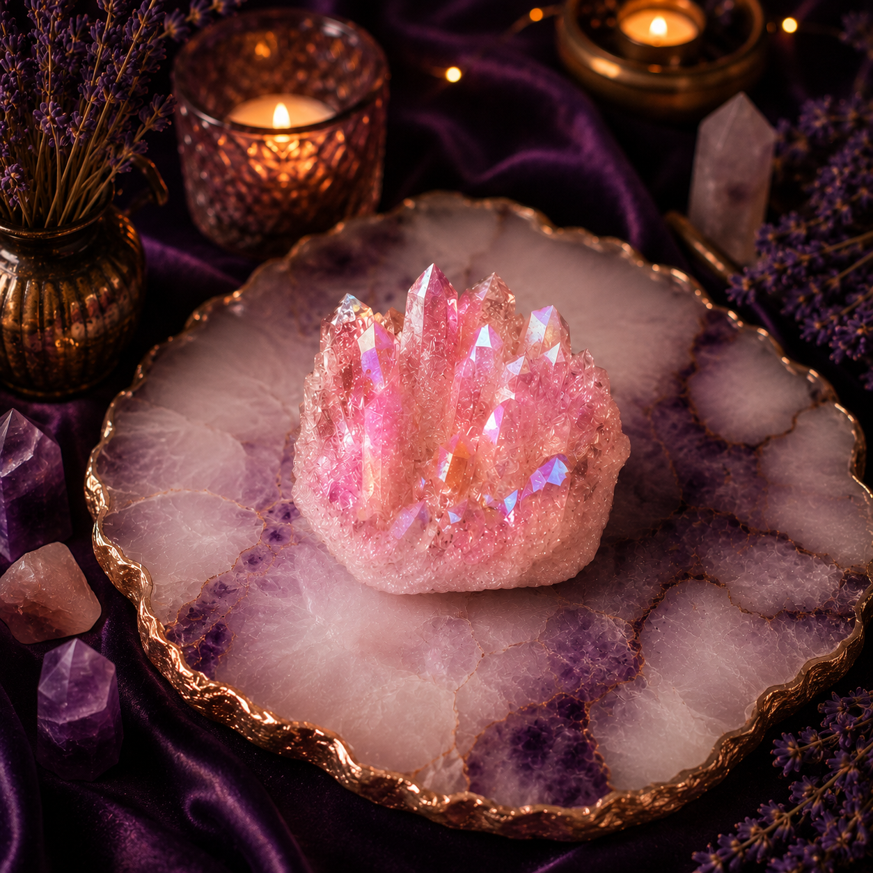 Cuarzo Natural Mediano Aura de Ángel Rosa — Pieza Única